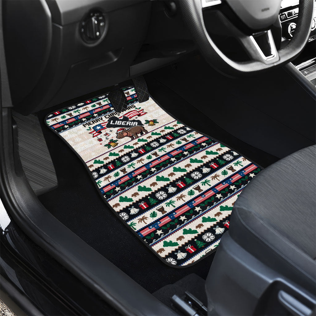 Liberia Christmas On You Car Mats Old Man Bayka - Pygmy Hippo - Liberia Map Djembe Drum