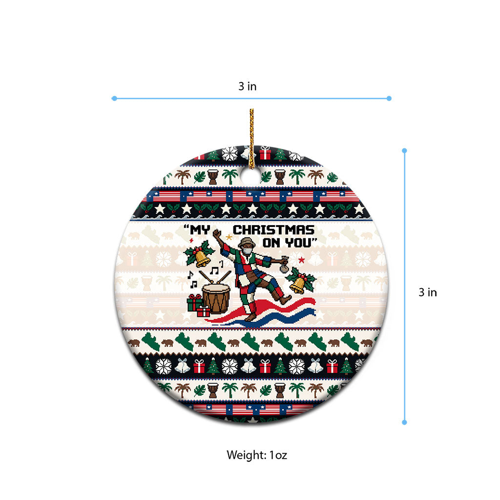 Liberia Christmas On You Ceramic Ornament Old Man Bayka - Pygmy Hippo - Liberia Map Djembe Drum