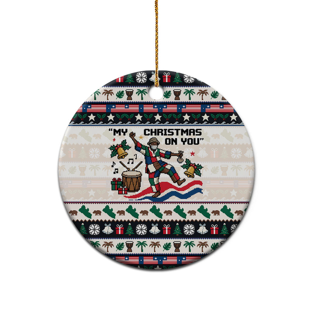 Liberia Christmas On You Ceramic Ornament Old Man Bayka - Pygmy Hippo - Liberia Map Djembe Drum