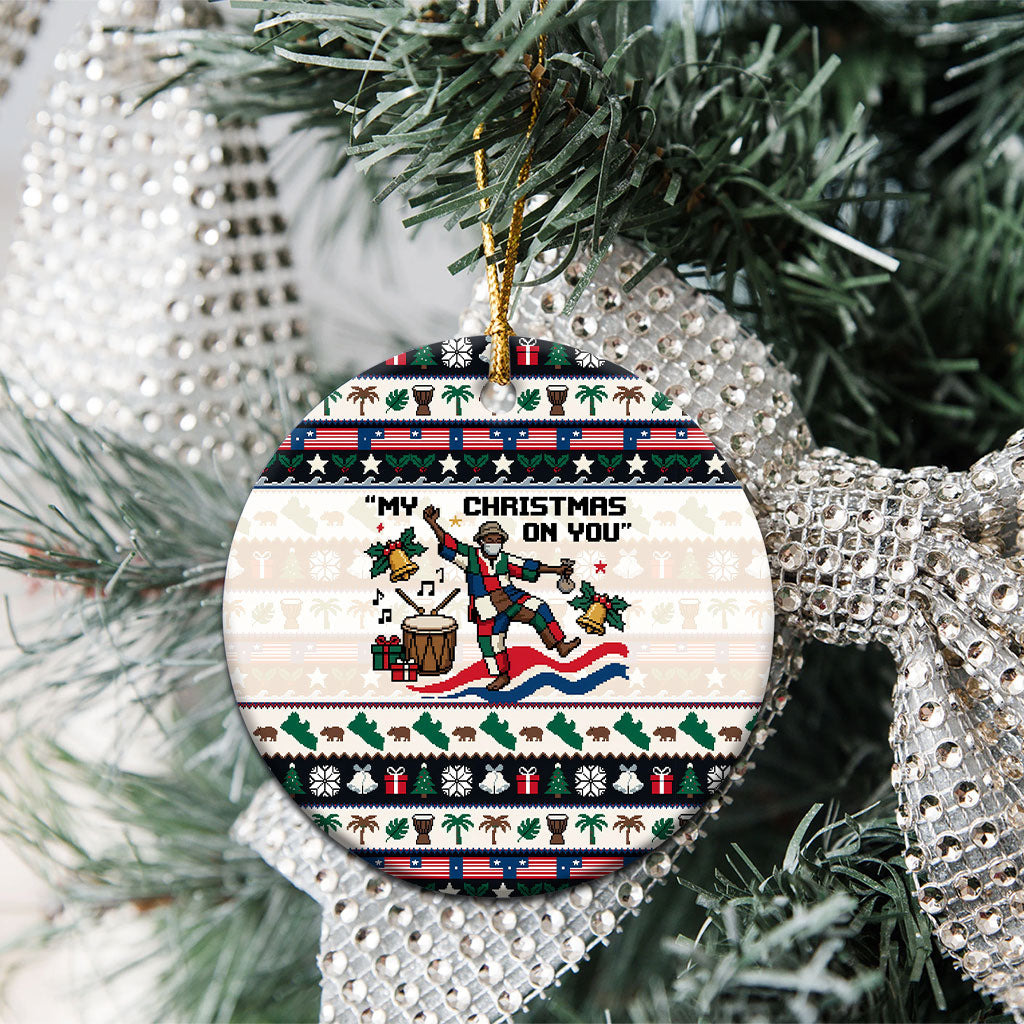Liberia Christmas On You Ceramic Ornament Old Man Bayka - Pygmy Hippo - Liberia Map Djembe Drum