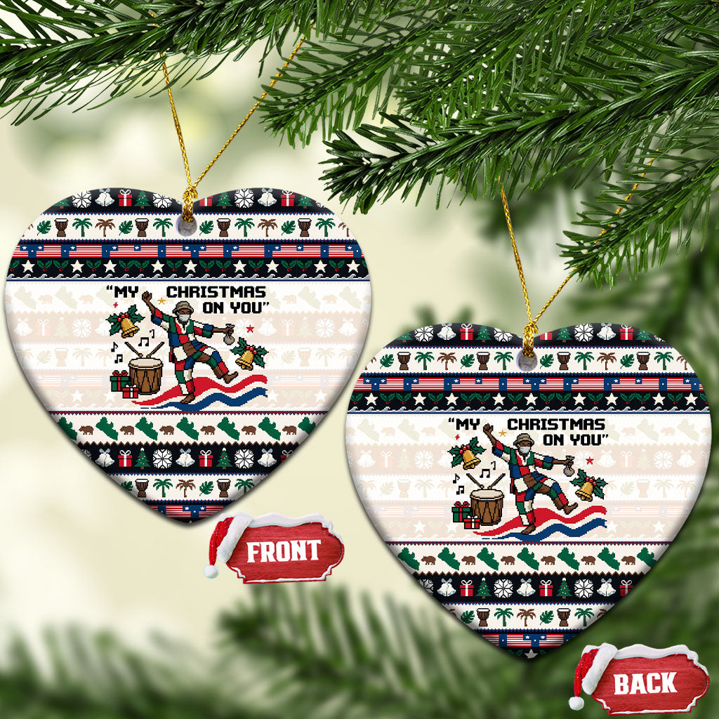 Liberia Christmas On You Ceramic Ornament Old Man Bayka - Pygmy Hippo - Liberia Map Djembe Drum