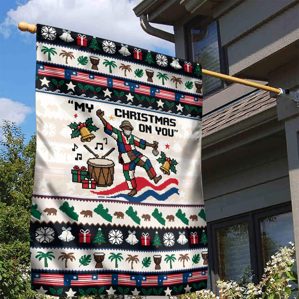 Liberia Christmas On You Garden Flag Old Man Bayka - Pygmy Hippo - Liberia Map Djembe Drum