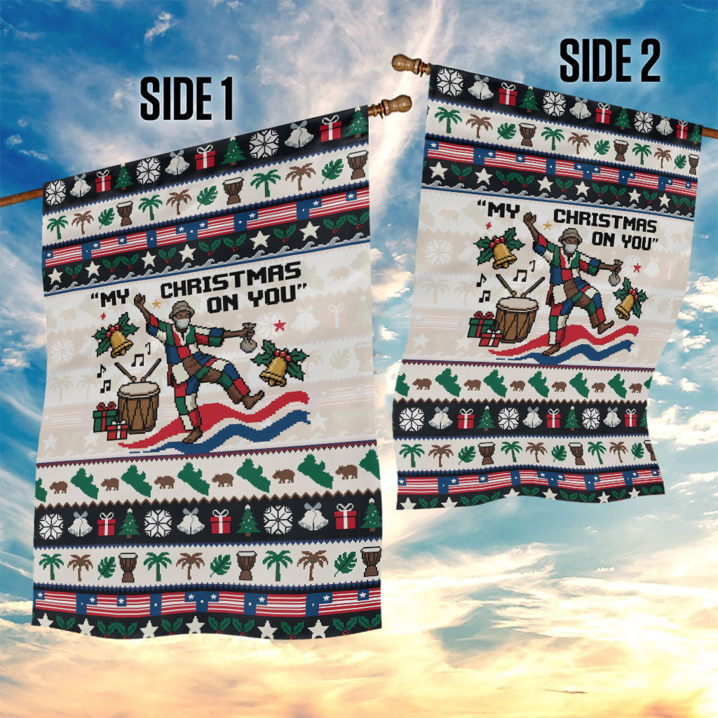 Liberia Christmas On You Garden Flag Old Man Bayka - Pygmy Hippo - Liberia Map Djembe Drum