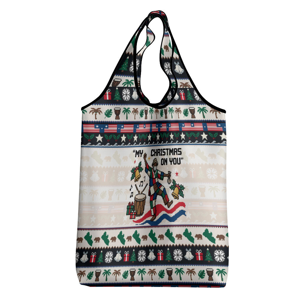 Liberia Christmas On You Grocery Bag Old Man Bayka - Pygmy Hippo - Liberia Map Djembe Drum