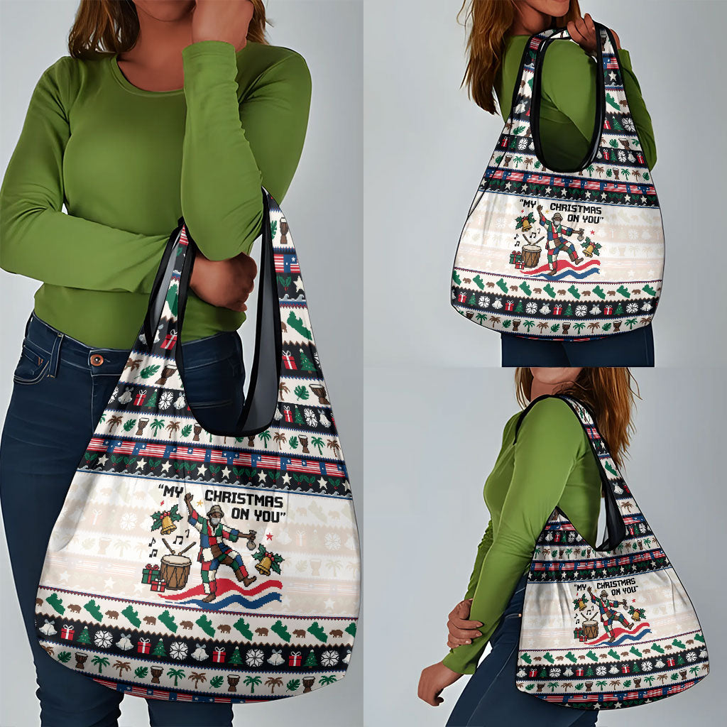 Liberia Christmas On You Grocery Bag Old Man Bayka - Pygmy Hippo - Liberia Map Djembe Drum