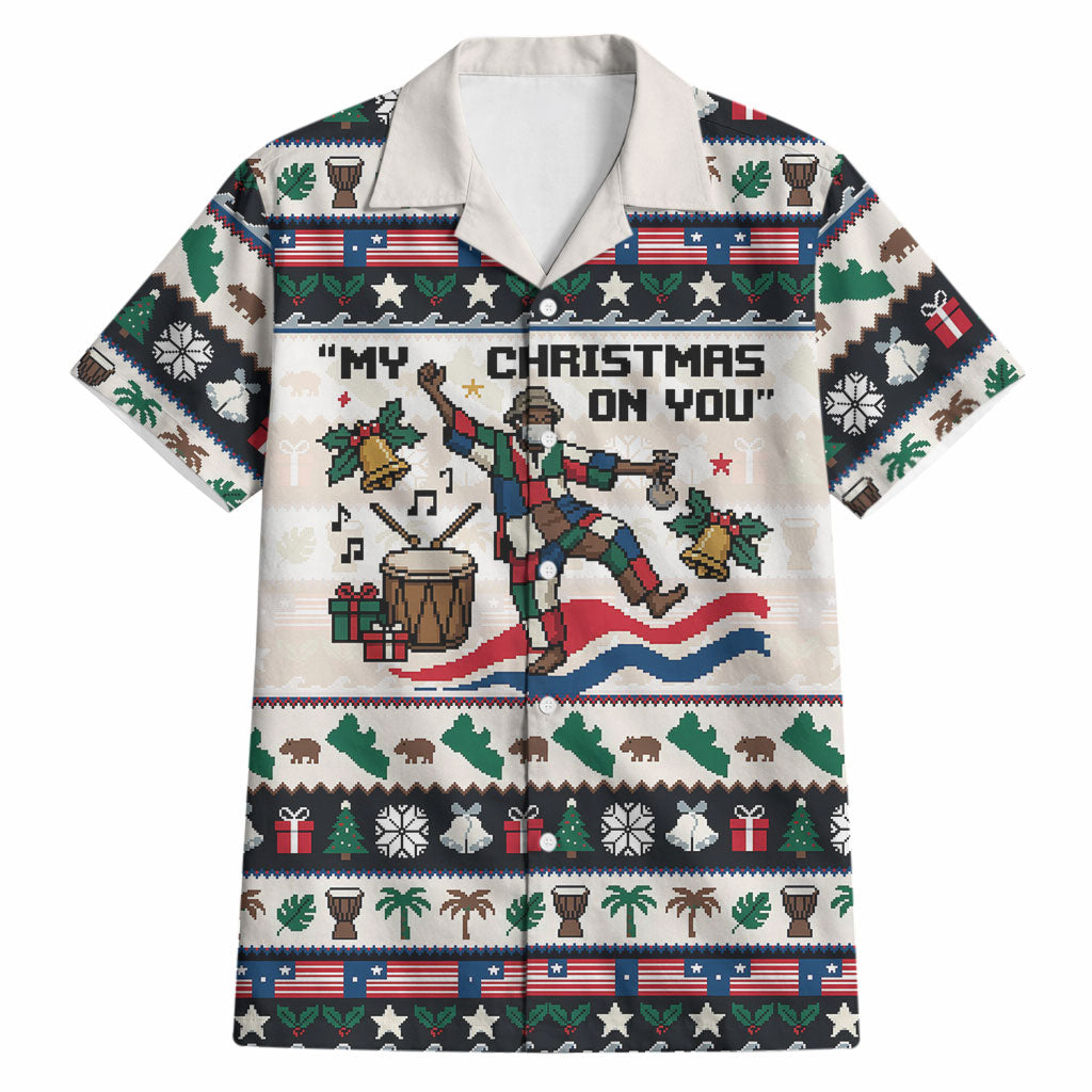 Liberia Christmas On You Hawaiian Shirt Old Man Bayka - Pygmy Hippo - Liberia Map Djembe Drum