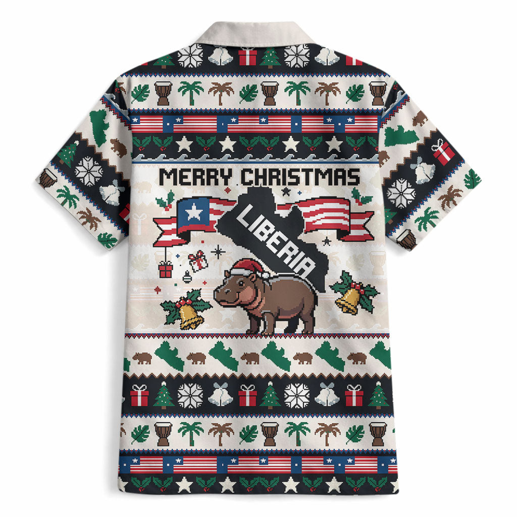 Liberia Christmas On You Hawaiian Shirt Old Man Bayka - Pygmy Hippo - Liberia Map Djembe Drum