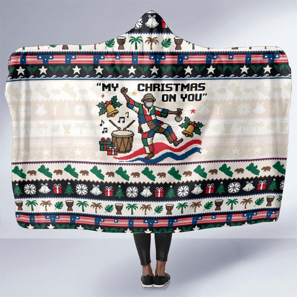 Liberia Christmas On You Hooded Blanket Old Man Bayka - Pygmy Hippo - Liberia Map Djembe Drum