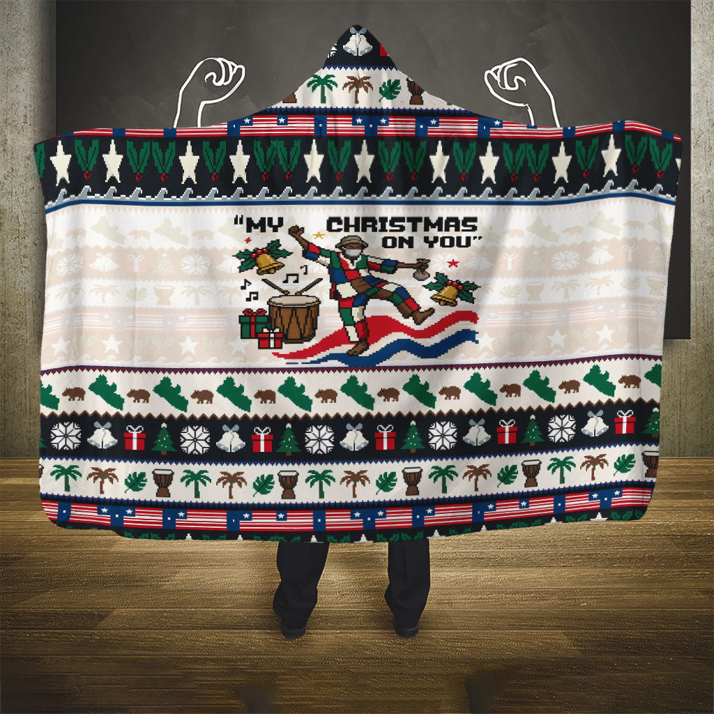 Liberia Christmas On You Hooded Blanket Old Man Bayka - Pygmy Hippo - Liberia Map Djembe Drum