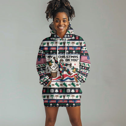 Liberia Christmas On You Hoodie Dress Old Man Bayka - Pygmy Hippo - Liberia Map Djembe Drum