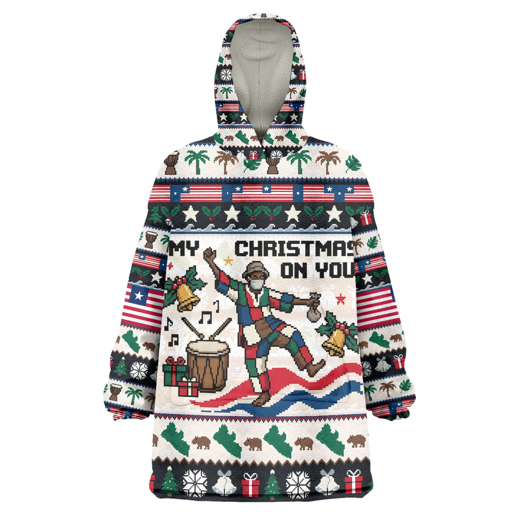 Liberia Christmas On You Kid Wearable Blanket Hoodie Old Man Bayka - Pygmy Hippo - Liberia Map Djembe Drum