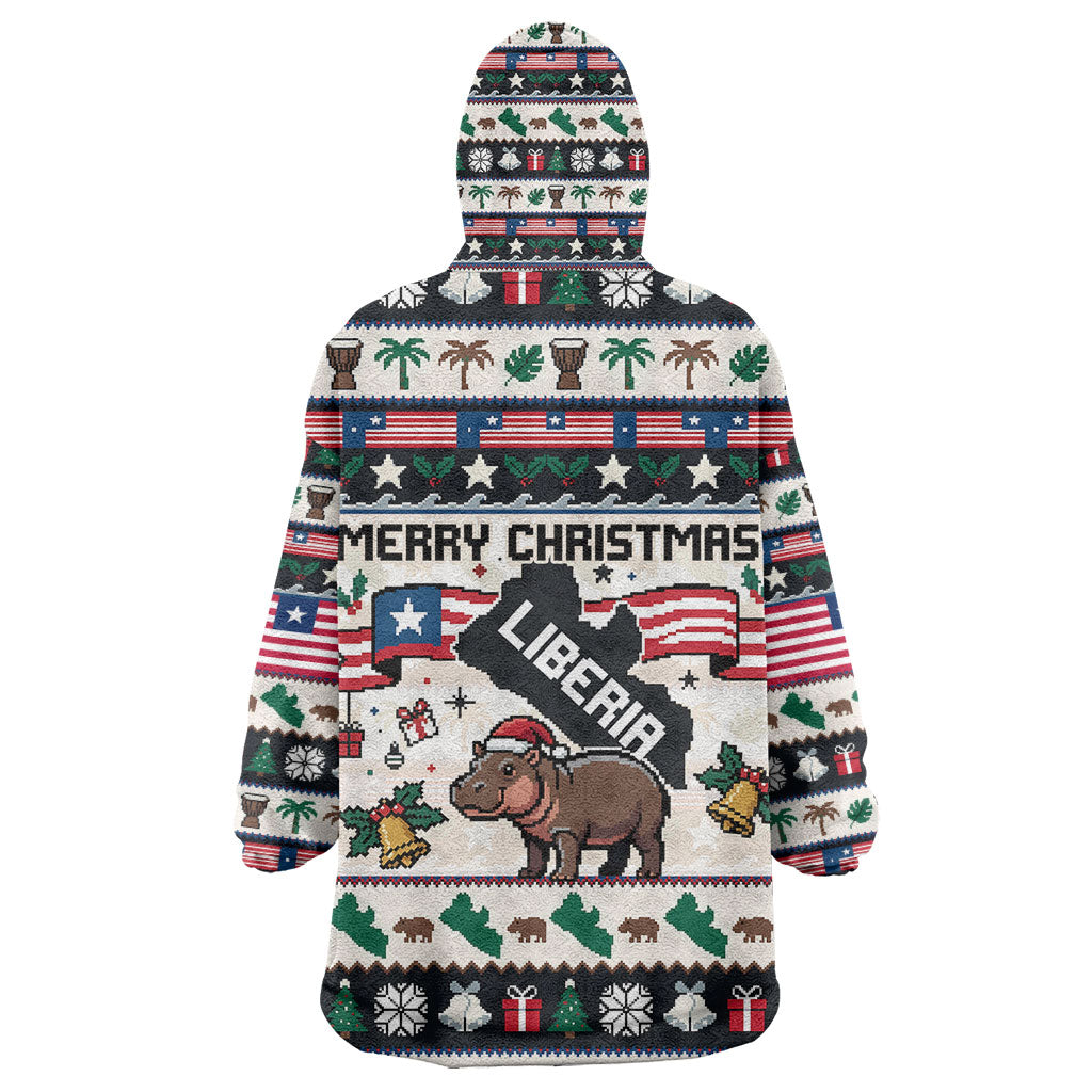 Liberia Christmas On You Kid Wearable Blanket Hoodie Old Man Bayka - Pygmy Hippo - Liberia Map Djembe Drum