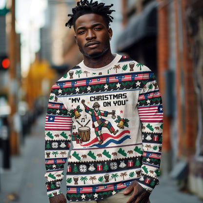 Liberia Christmas On You Long Sleeve Shirt Old Man Bayka - Pygmy Hippo - Liberia Map Djembe Drum