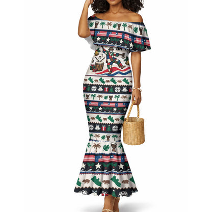 Liberia Christmas On You Mermaid Dress Old Man Bayka - Pygmy Hippo - Liberia Map Djembe Drum