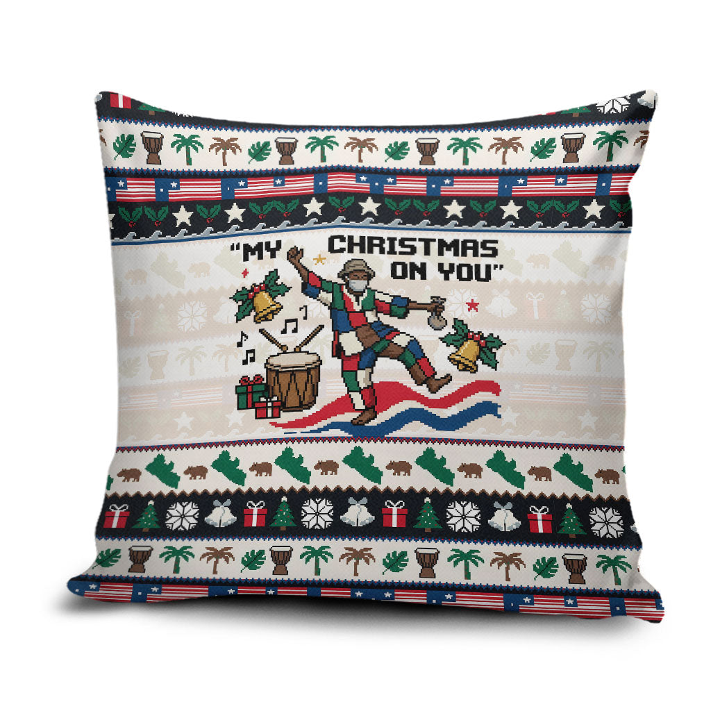Liberia Christmas On You Pillow Cover Old Man Bayka - Pygmy Hippo - Liberia Map Djembe Drum