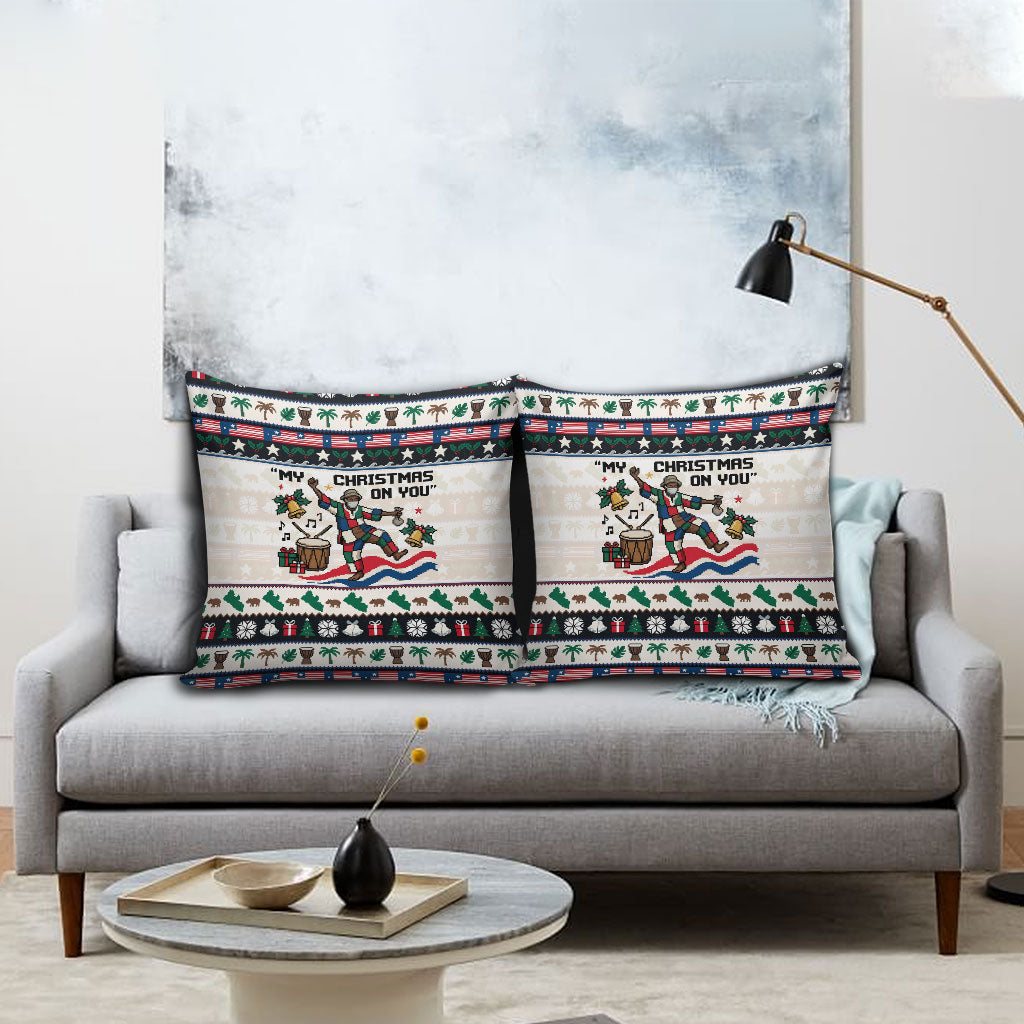 Liberia Christmas On You Pillow Cover Old Man Bayka - Pygmy Hippo - Liberia Map Djembe Drum