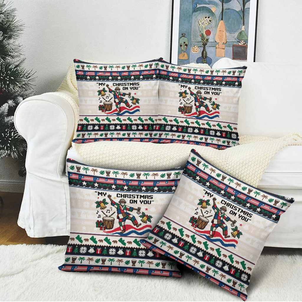 Liberia Christmas On You Pillow Cover Old Man Bayka - Pygmy Hippo - Liberia Map Djembe Drum
