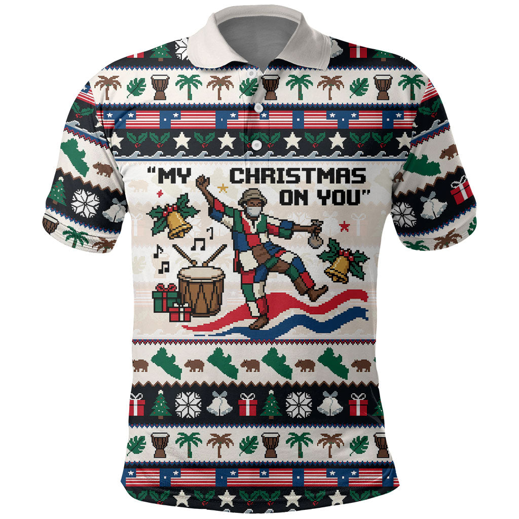 Liberia Christmas On You Polo Shirt Old Man Bayka - Pygmy Hippo - Liberia Map Djembe Drum