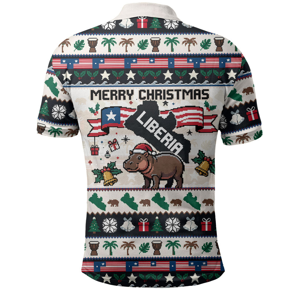 Liberia Christmas On You Polo Shirt Old Man Bayka - Pygmy Hippo - Liberia Map Djembe Drum