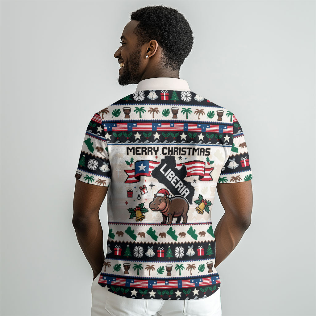 Liberia Christmas On You Polo Shirt Old Man Bayka - Pygmy Hippo - Liberia Map Djembe Drum