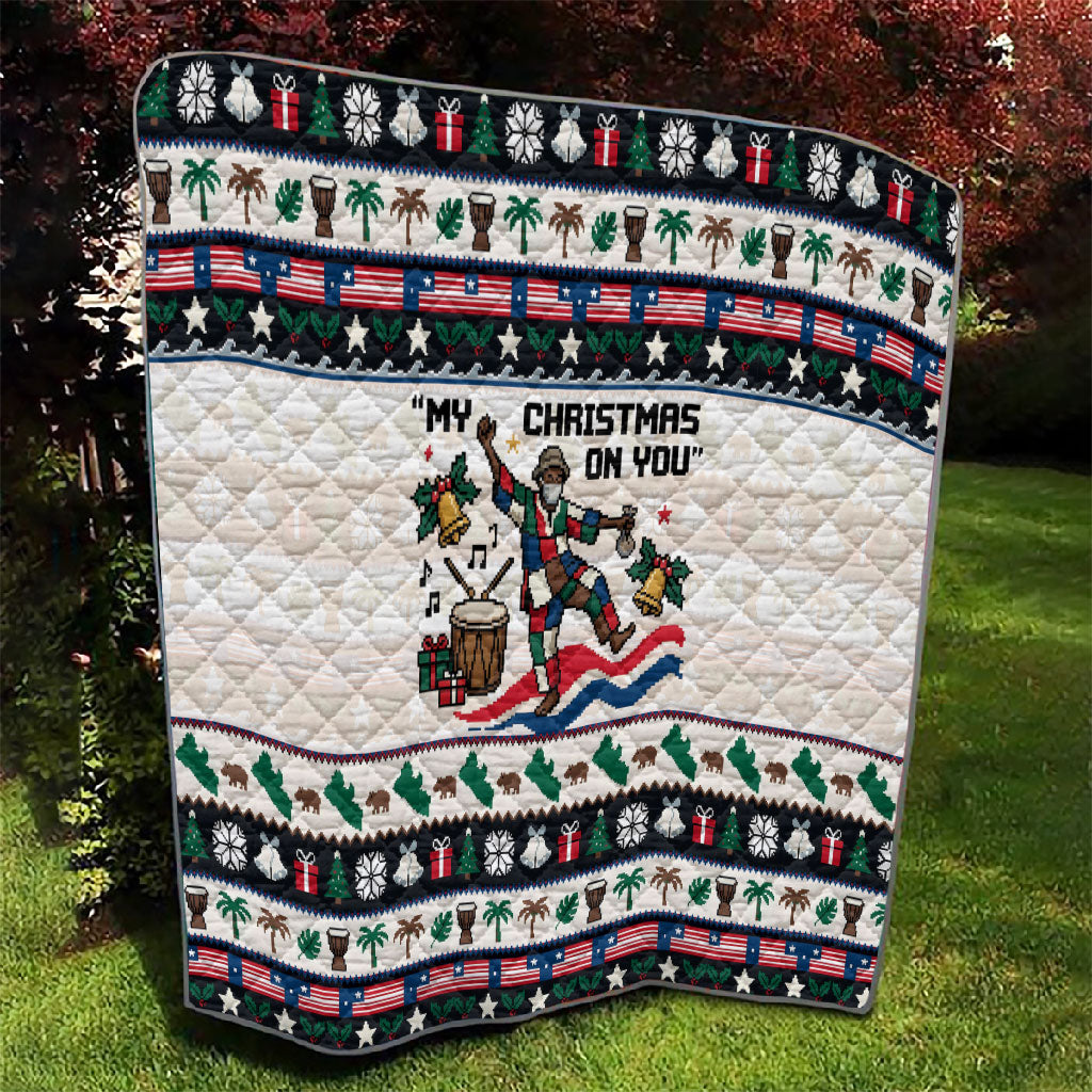 Liberia Christmas On You Quilt Old Man Bayka - Pygmy Hippo - Liberia Map Djembe Drum