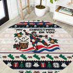 Liberia Christmas On You Round Carpet Old Man Bayka - Pygmy Hippo - Liberia Map Djembe Drum