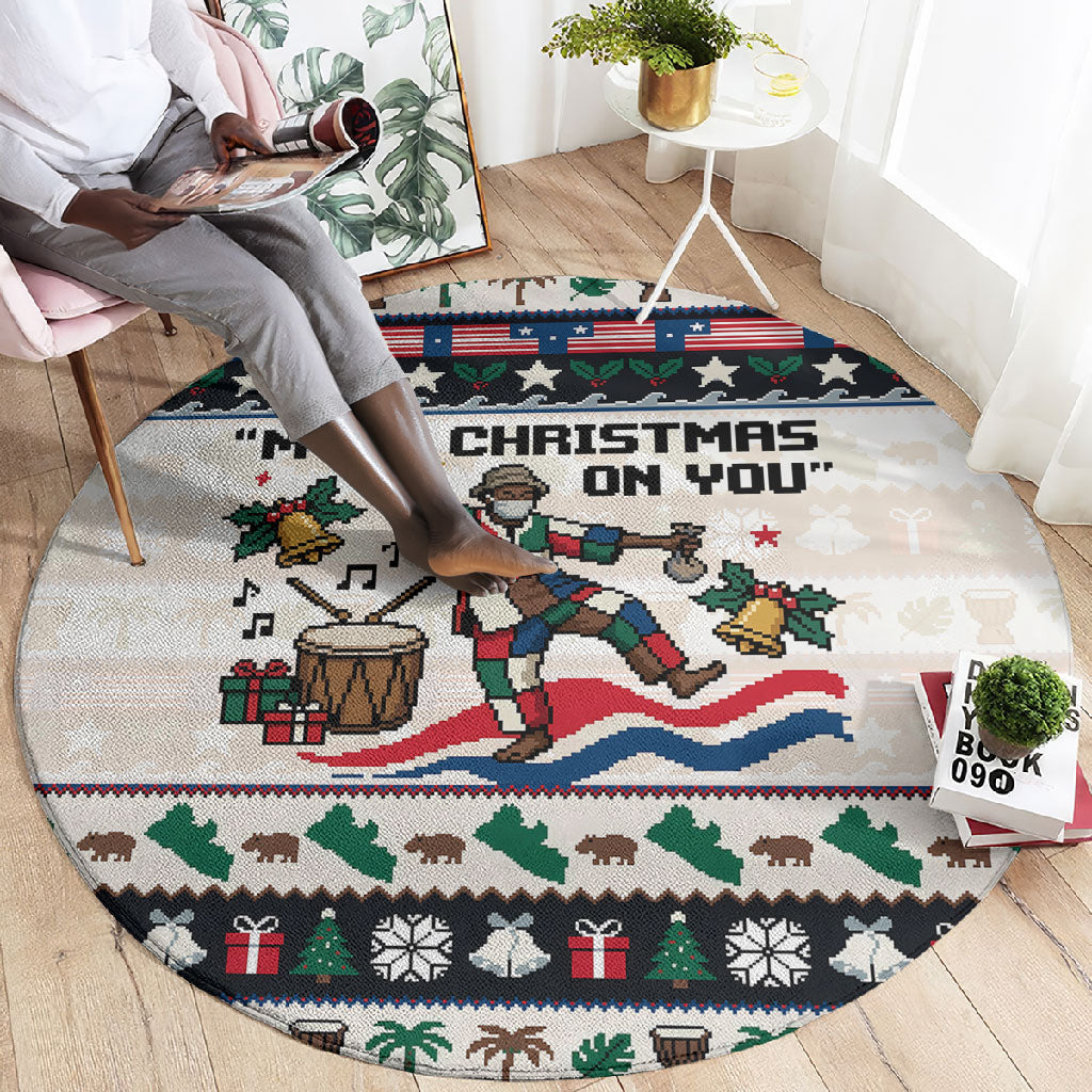 Liberia Christmas On You Round Carpet Old Man Bayka - Pygmy Hippo - Liberia Map Djembe Drum