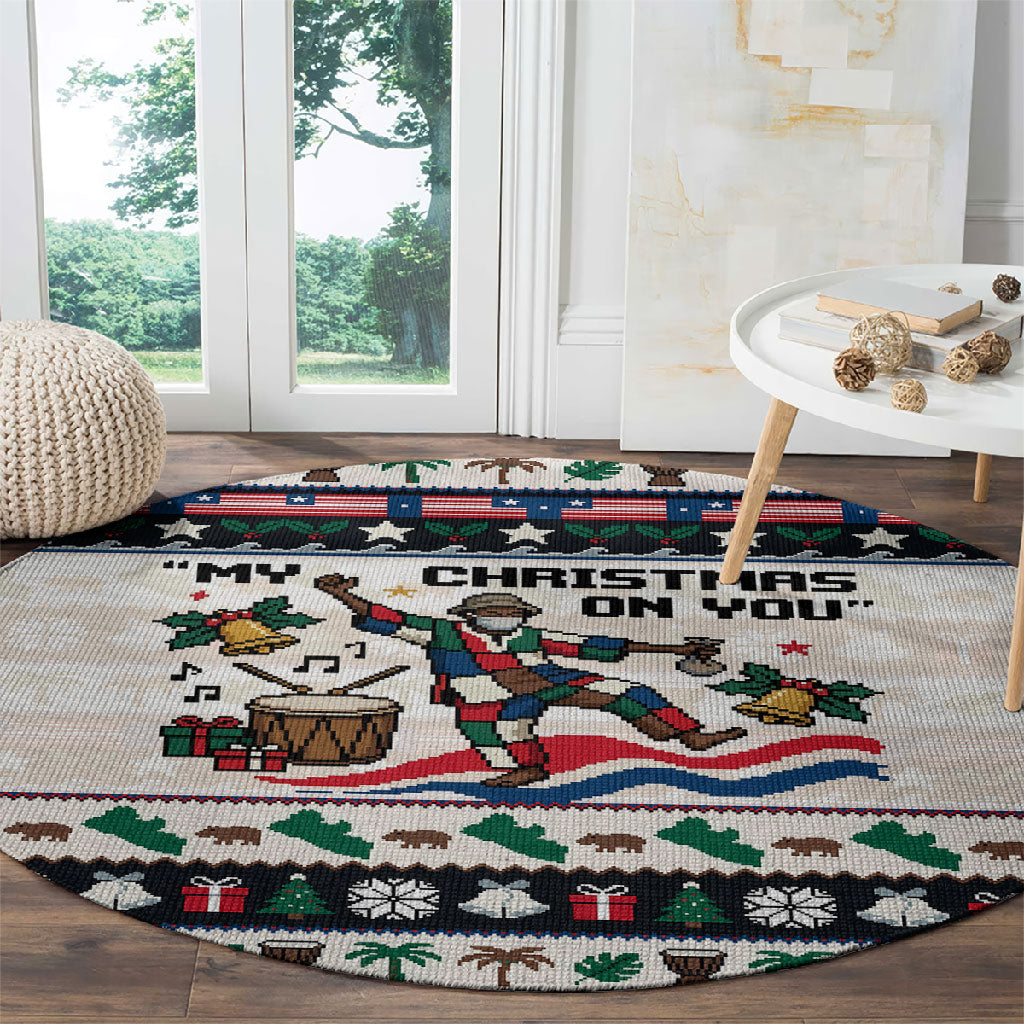 Liberia Christmas On You Round Carpet Old Man Bayka - Pygmy Hippo - Liberia Map Djembe Drum
