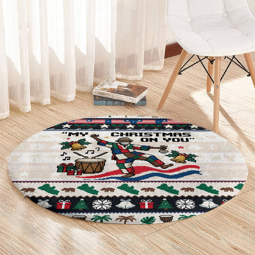 Liberia Christmas On You Round Carpet Old Man Bayka - Pygmy Hippo - Liberia Map Djembe Drum