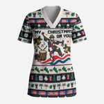 Liberia Christmas On You Scrub Top Old Man Bayka - Pygmy Hippo - Liberia Map Djembe Drum
