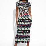 Liberia Christmas On You Short Sleeve Bodycon Dress Old Man Bayka - Pygmy Hippo - Liberia Map Djembe Drum