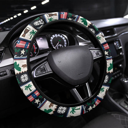 Liberia Christmas On You Steering Wheel Cover Old Man Bayka - Pygmy Hippo - Liberia Map Djembe Drum