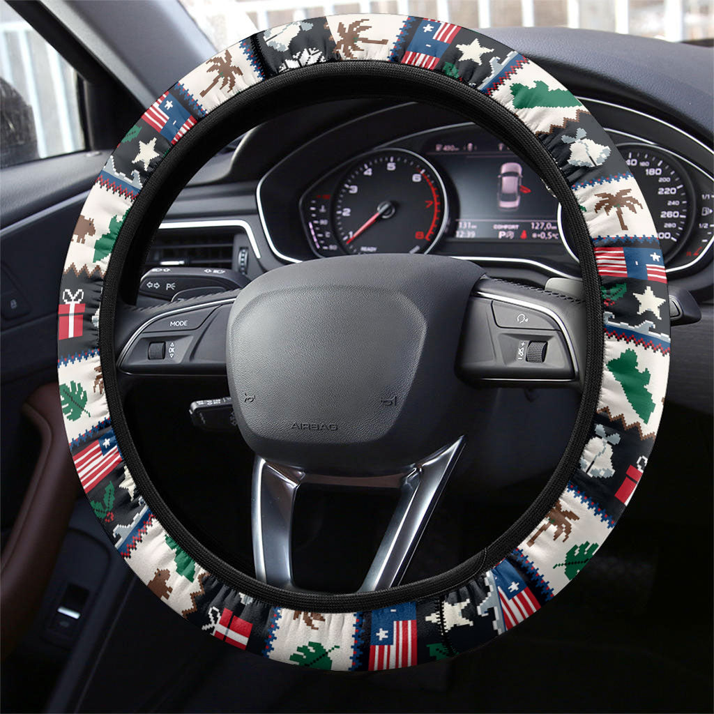 Liberia Christmas On You Steering Wheel Cover Old Man Bayka - Pygmy Hippo - Liberia Map Djembe Drum