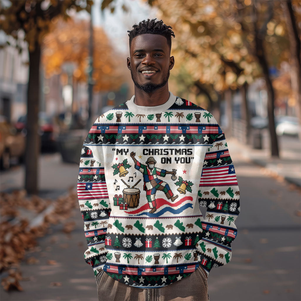 Liberia Christmas On You Sweatshirt Old Man Bayka - Pygmy Hippo - Liberia Map Djembe Drum