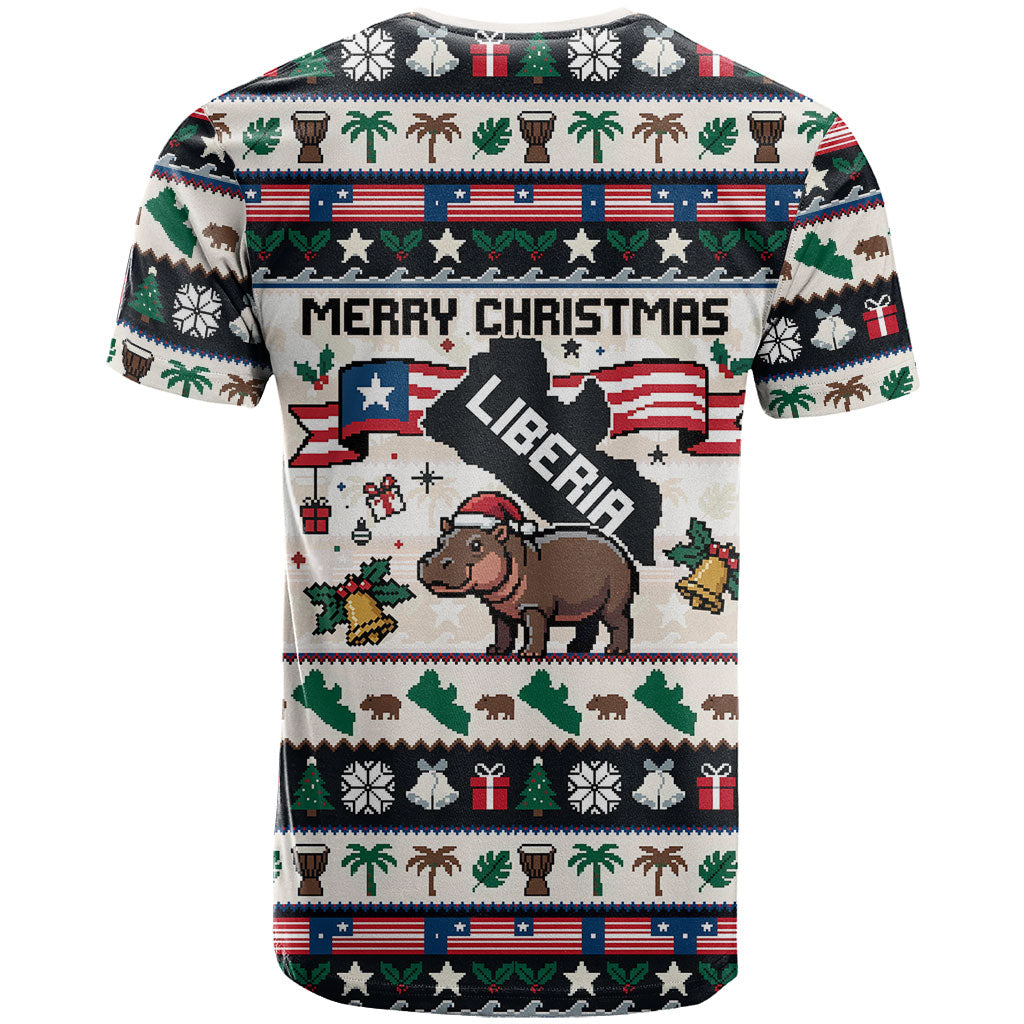 Liberia Christmas On You T shirt Old Man Bayka - Pygmy Hippo - Liberia Map Djembe Drum