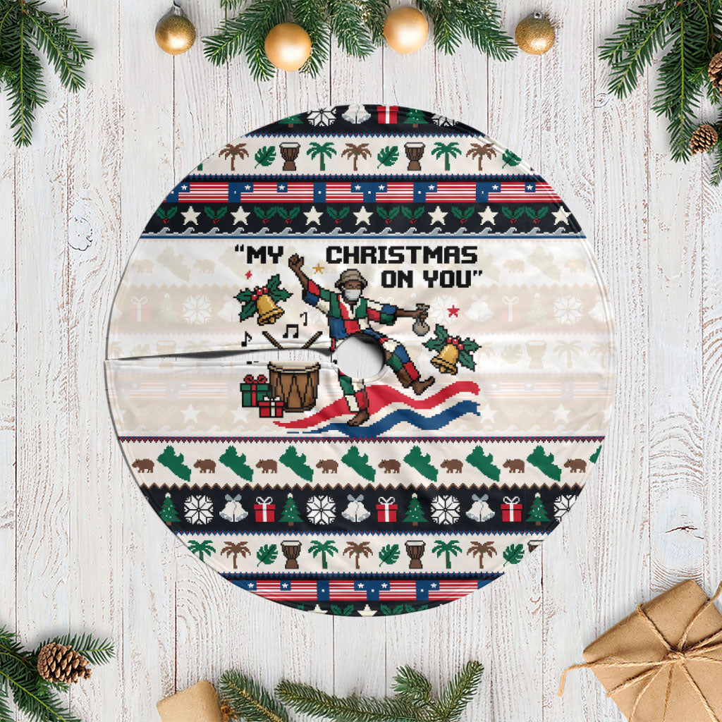 Liberia Christmas On You Tree Skirt Old Man Bayka - Pygmy Hippo - Liberia Map Djembe Drum