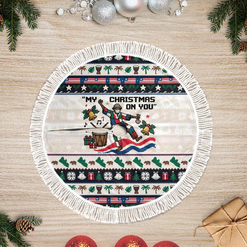 Liberia Christmas On You Tree Skirt Old Man Bayka - Pygmy Hippo - Liberia Map Djembe Drum