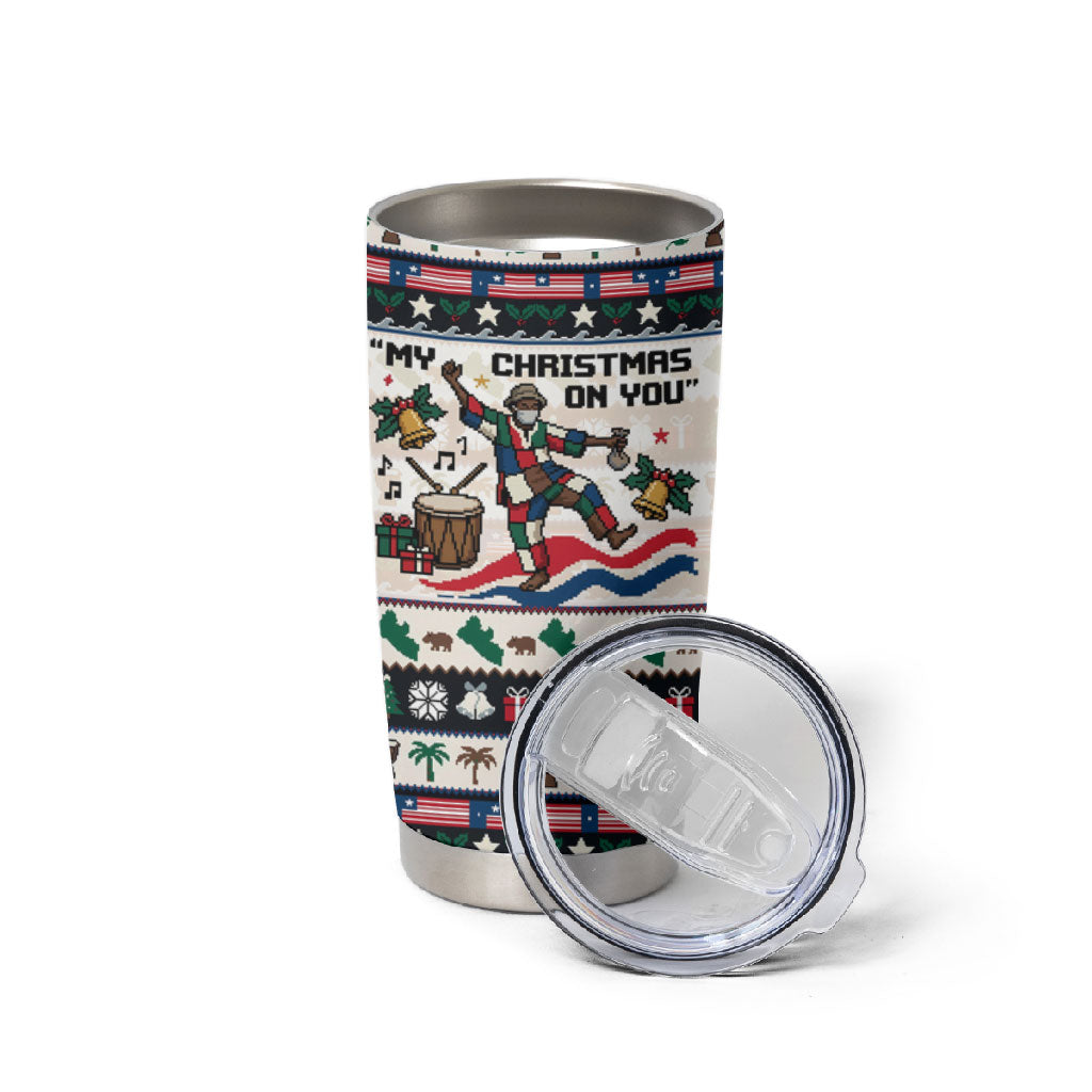Liberia Christmas On You Tumbler Cup Old Man Bayka - Pygmy Hippo - Liberia Map Djembe Drum