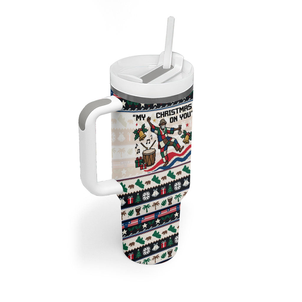 Liberia Christmas On You Tumbler With Handle Old Man Bayka - Pygmy Hippo - Liberia Map Djembe Drum