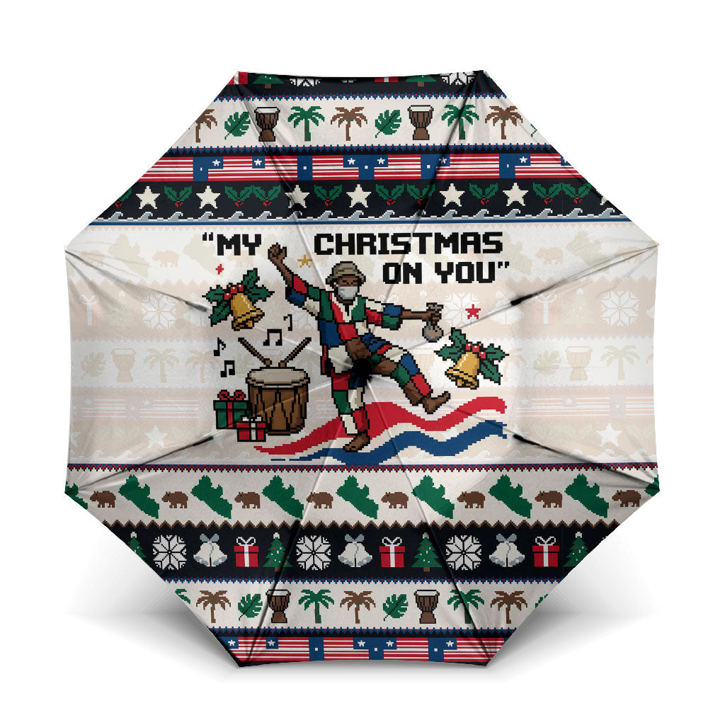Liberia Christmas On You Umbrella Old Man Bayka - Pygmy Hippo - Liberia Map Djembe Drum