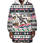Liberia Christmas On You Wearable Blanket Hoodie Old Man Bayka - Pygmy Hippo - Liberia Map Djembe Drum