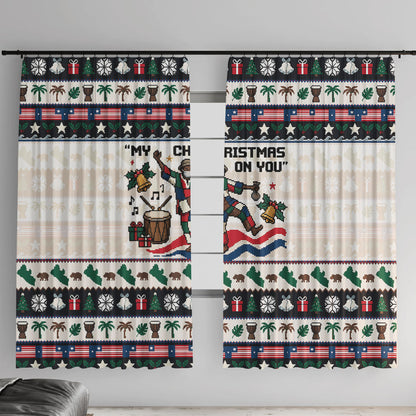 Liberia Christmas On You Window Curtain Old Man Bayka - Pygmy Hippo - Liberia Map Djembe Drum
