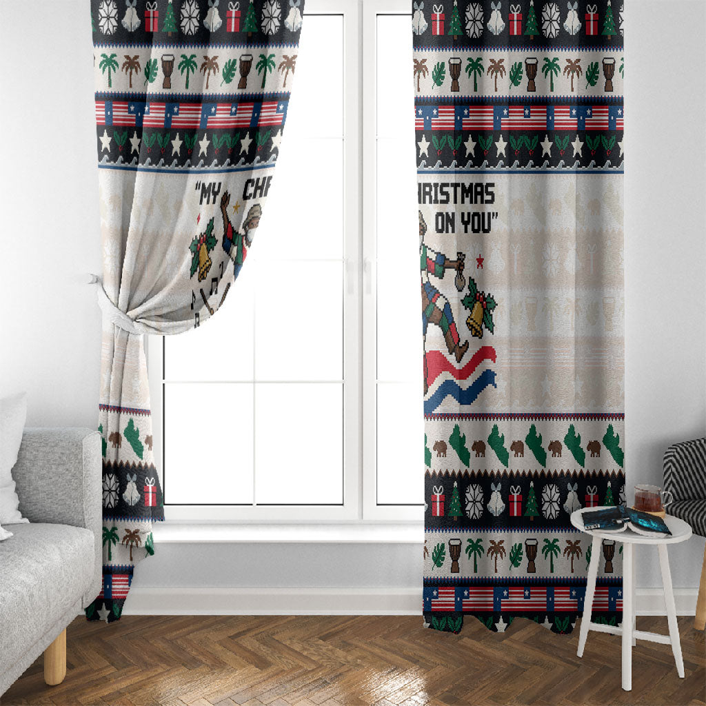 Liberia Christmas On You Window Curtain Old Man Bayka - Pygmy Hippo - Liberia Map Djembe Drum