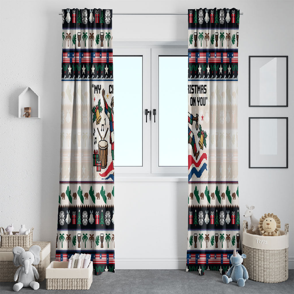 Liberia Christmas On You Window Curtain Old Man Bayka - Pygmy Hippo - Liberia Map Djembe Drum