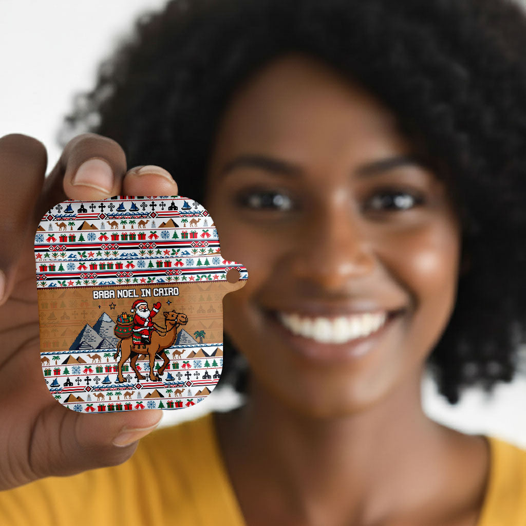 Egypt Christmas Baba Noel In Cairo AirPods Case Santa On Camel Pyramids Coptic Church