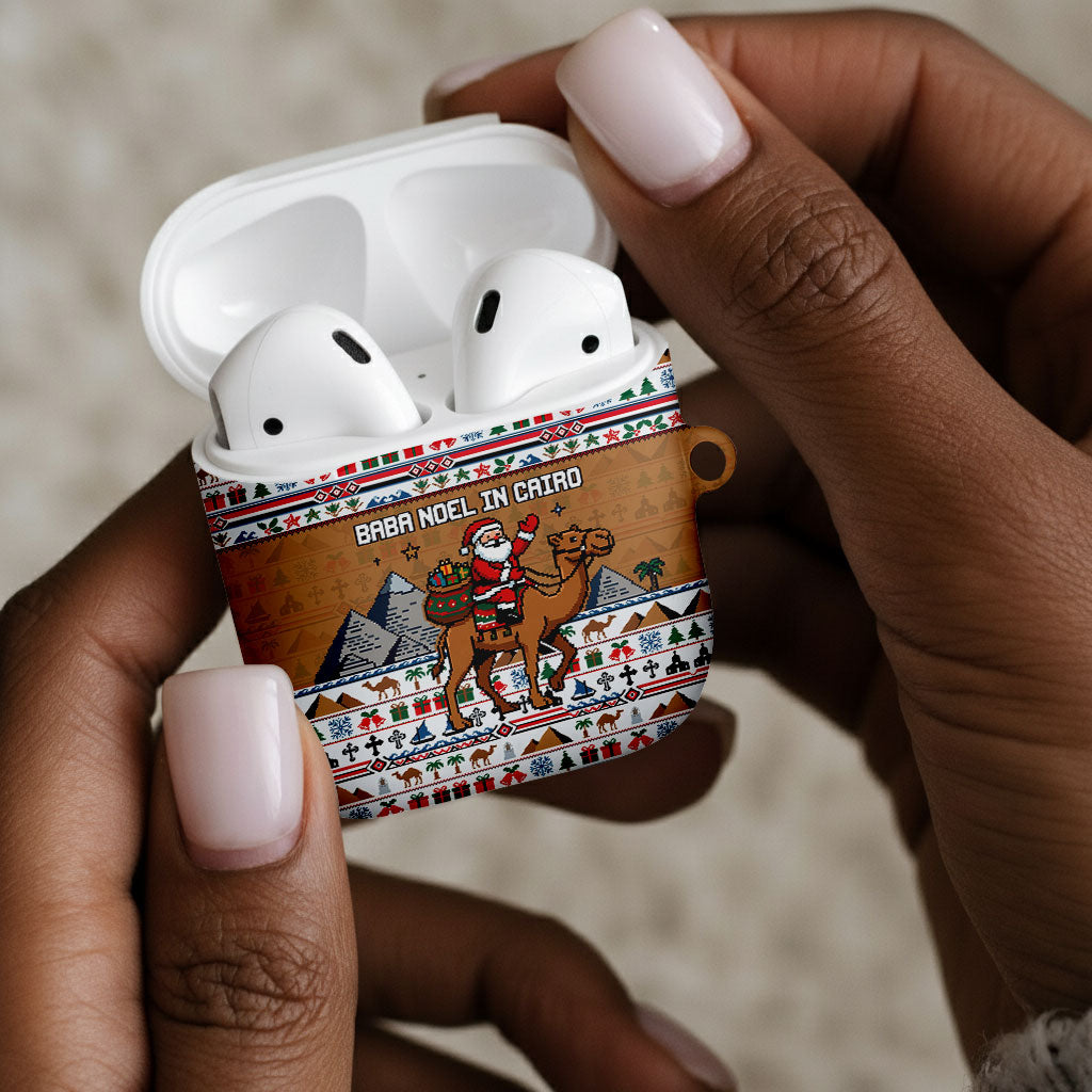 Egypt Christmas Baba Noel In Cairo AirPods Case Santa On Camel Pyramids Coptic Church