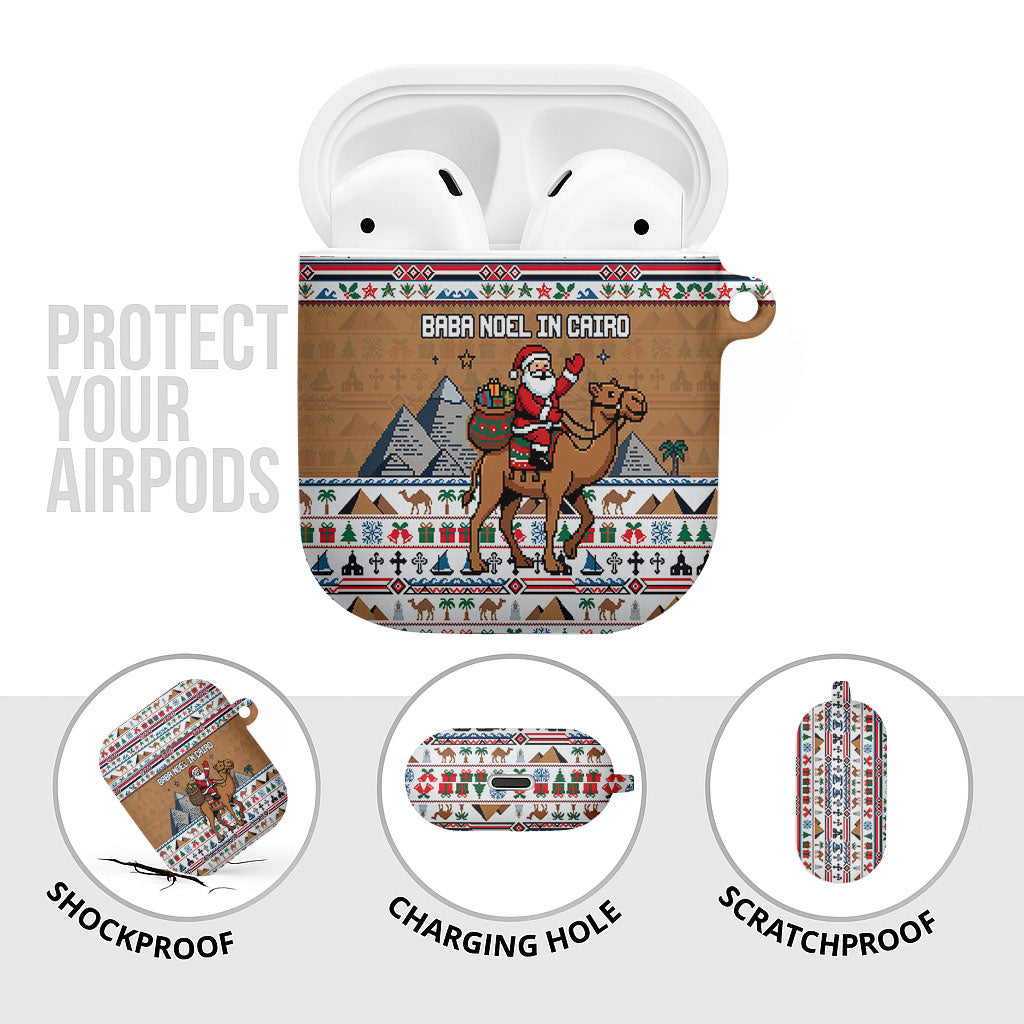 Egypt Christmas Baba Noel In Cairo AirPods Case Santa On Camel Pyramids Coptic Church