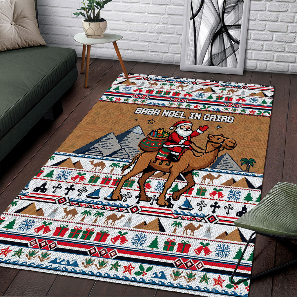 Egypt Christmas Baba Noel In Cairo Area Rug Santa On Camel Pyramids Coptic Church