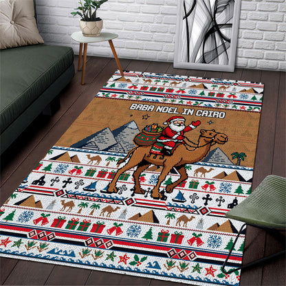 Egypt Christmas Baba Noel In Cairo Area Rug Santa On Camel Pyramids Coptic Church