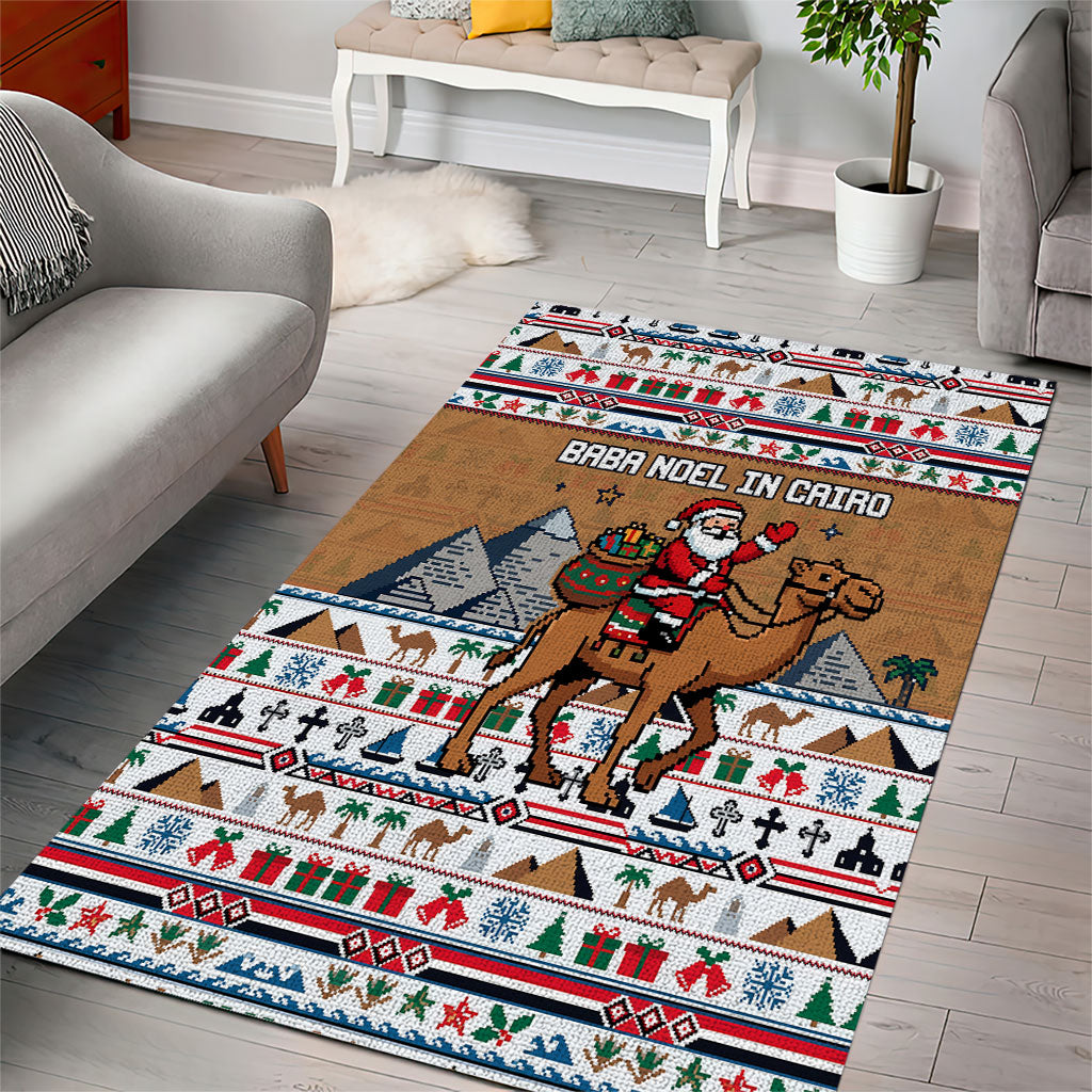 Egypt Christmas Baba Noel In Cairo Area Rug Santa On Camel Pyramids Coptic Church